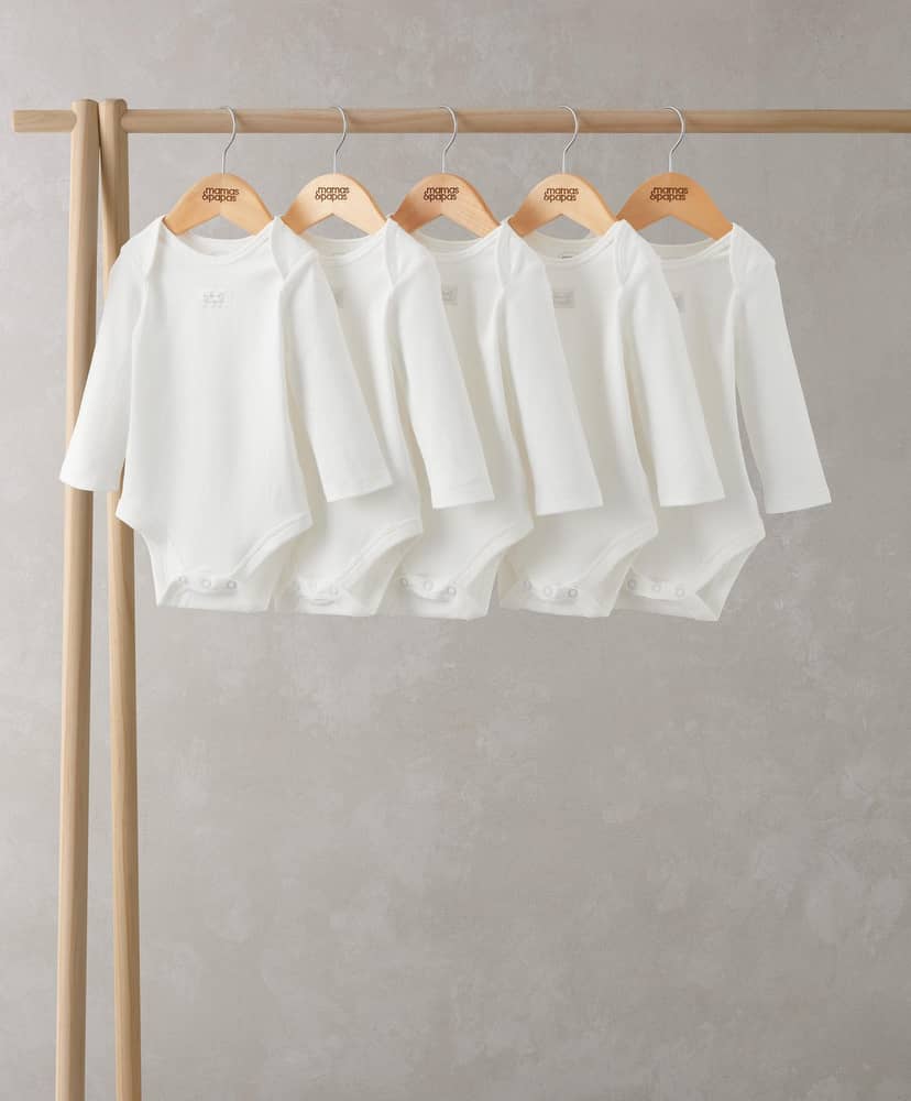 Hosszúujjú bodycsomag, 5 db – Fehér